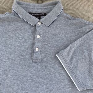 Michael Kors Golf Shirt Polo Grey White Edge M